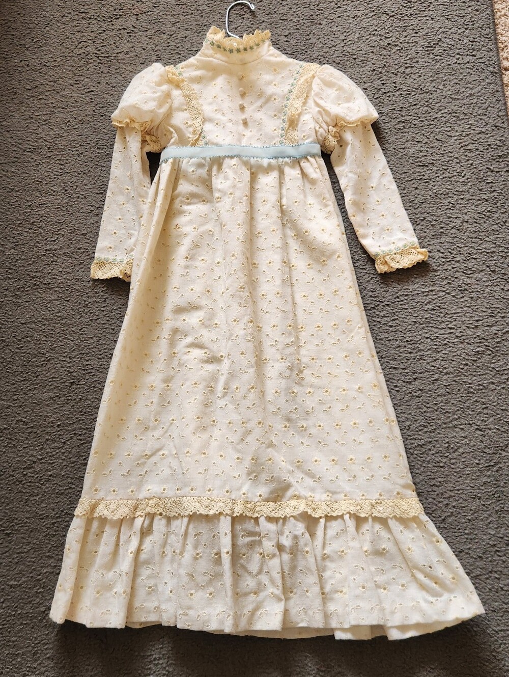 DORISSA of MIAMI Girls Prairie Dress 5 Off White Vintage Lined Cottage Core